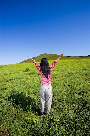 the girl in the meadow outdoor Stock Photo - Budget Royalty-Free & Subscription, Code: 400-04241099