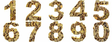 simsearch:400-05730288,k - coins of gold in the form of numbers. with clipping path. Stock Photo - Budget Royalty-Free & Subscription, Code: 400-04241105