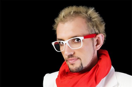 simsearch:400-04748544,k - Man with red scarf on the black Stock Photo - Budget Royalty-Free & Subscription, Code: 400-04241328
