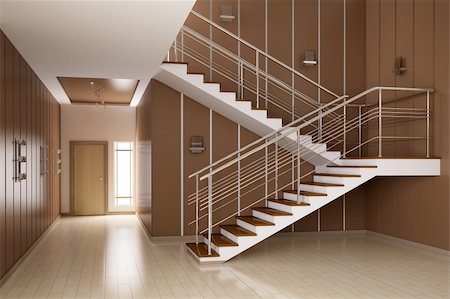 simsearch:700-06038236,k - Modern interior of hall with stairs 3d render Stock Photo - Budget Royalty-Free & Subscription, Code: 400-04241655