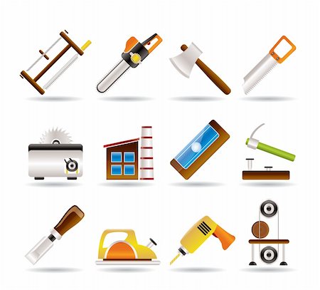 simsearch:400-04790475,k - Woodworking industry and Woodworking tools icons - vector icon set Stock Photo - Budget Royalty-Free & Subscription, Code: 400-04241941