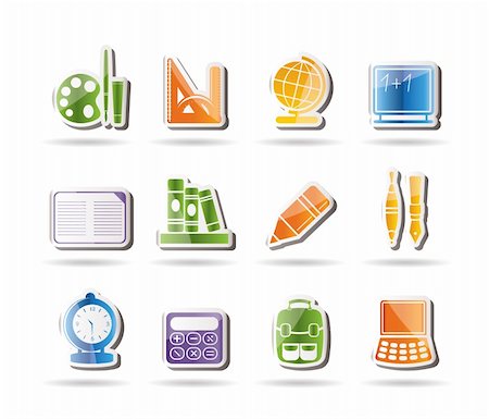simsearch:400-06084780,k - School and education icons - vector icon set Stock Photo - Budget Royalty-Free & Subscription, Code: 400-04241982