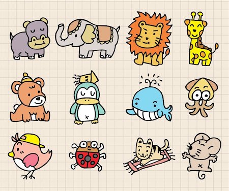 simsearch:400-04242031,k - cute animal element, hand draw icon Stock Photo - Budget Royalty-Free & Subscription, Code: 400-04242031