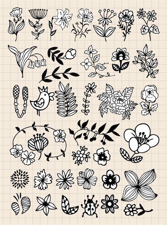 simsearch:400-04411448,k - Set of black flower design elements Stock Photo - Budget Royalty-Free & Subscription, Code: 400-04242211