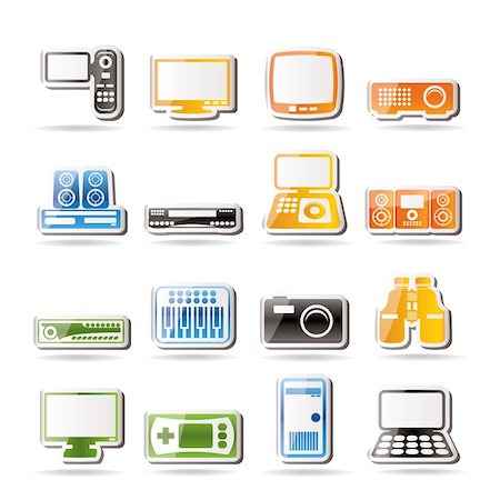 simsearch:400-04790475,k - Simple Hi-tech equipment icons - vector icon set 2 Stock Photo - Budget Royalty-Free & Subscription, Code: 400-04242391