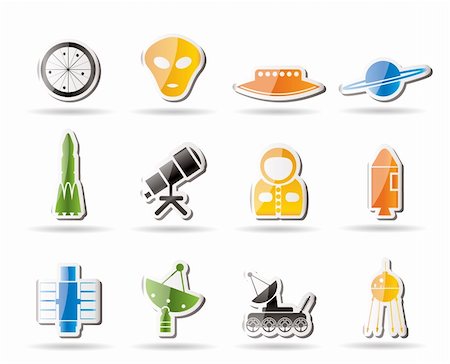 simsearch:400-04378006,k - Simple Astronautics and Space Icons - Vector Icon Set 2 Stock Photo - Budget Royalty-Free & Subscription, Code: 400-04242400