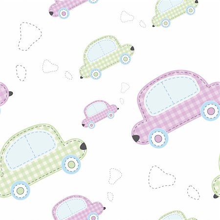 sweet car - vector wallpaper with cute colored cars Stock Photo - Budget Royalty-Free & Subscription, Code: 400-04242533