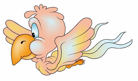 simsearch:400-08410665,k - Flying Parrot - colored cartoon illustration, vector Photographie de stock - Aubaine LD & Abonnement, Code: 400-04242902