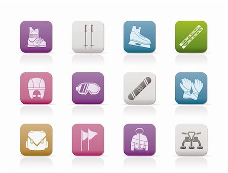 ski and snowboard equipment icons - vector icon set Stock Photo - Budget Royalty-Free & Subscription, Code: 400-04242948