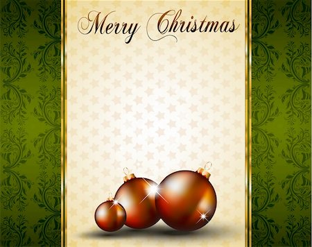 Vintage Christmas Baubles Background for Elegant Invitation Flyer or Brochure Stock Photo - Budget Royalty-Free & Subscription, Code: 400-04242968