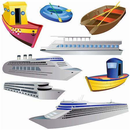 simsearch:400-05666303,k - Vector illustration of different boat types isolated on white background. Stock Photo - Budget Royalty-Free & Subscription, Code: 400-04255542