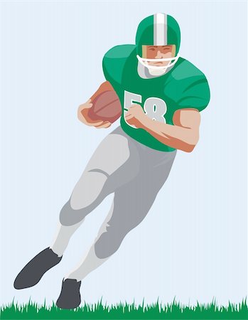 football player action not soccer - An illustration of an American footballer with ball. Vector Stock Photo - Budget Royalty-Free & Subscription, Code: 400-04255836