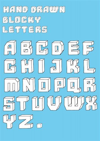simsearch:400-05195634,k - Vector illustration of retro Stylized hand drawn blosky big alphabet letters Stock Photo - Budget Royalty-Free & Subscription, Code: 400-04256030