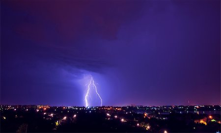 simsearch:400-04256241,k - Thunderstorm and perfect Lightning over city Stock Photo - Budget Royalty-Free & Subscription, Code: 400-04256247