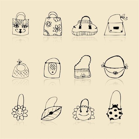 simsearch:400-04837197,k - Collection of bags, sketch drawing for your design Stock Photo - Budget Royalty-Free & Subscription, Code: 400-04256368