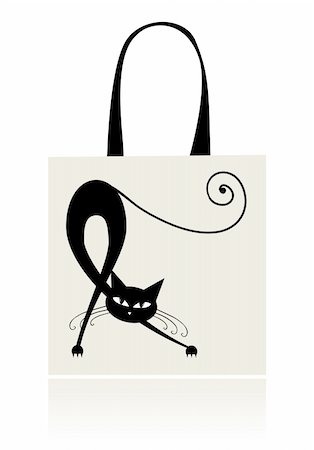 shopping bag icon illustration - Black cat graceful, design of shopping bag Stock Photo - Budget Royalty-Free & Subscription, Code: 400-04256369