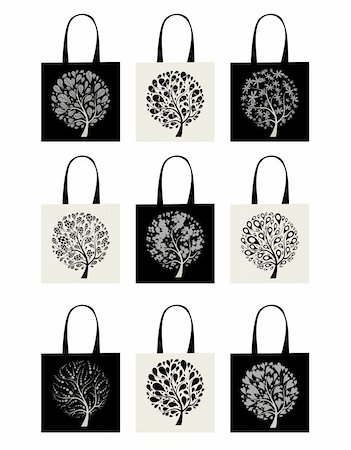 simsearch:400-04837197,k - Shopping bag collection, art tree design Stock Photo - Budget Royalty-Free & Subscription, Code: 400-04256371