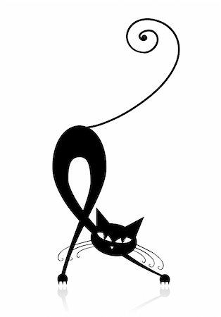 Graceful black cat silhouette for your design Stock Photo - Budget Royalty-Free & Subscription, Code: 400-04256372
