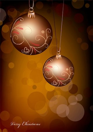 Christmas ball on gold background. Vector illustration Stock Photo - Budget Royalty-Free & Subscription, Code: 400-04256844