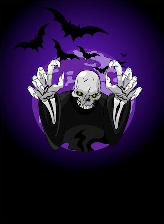 simsearch:700-00262810,k - Halloween horrible Grim Reaper  against the backdrop of the full moon Stock Photo - Budget Royalty-Free & Subscription, Code: 400-04256878