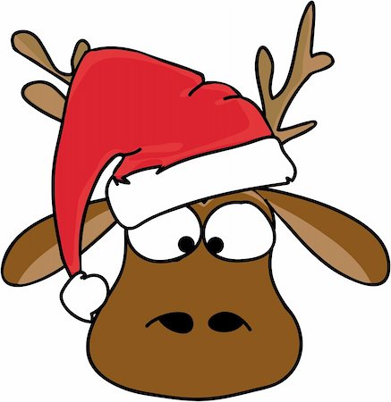 christmas caribou with red christmas cap Photographie de stock - Aubaine LD & Abonnement, Code: 400-04257350