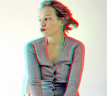 simsearch:400-04748544,k - young woman with funny grimace (anaglyph effect. need stereo glasses to view in 3D) Stock Photo - Budget Royalty-Free & Subscription, Code: 400-04257514