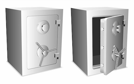 simsearch:400-05913816,k - Two metal safes with closed and opened door. Stock Photo - Budget Royalty-Free & Subscription, Code: 400-04257530