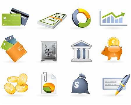 simsearch:400-05133703,k - Banking and Finance icon set on the white Stock Photo - Budget Royalty-Free & Subscription, Code: 400-04258026
