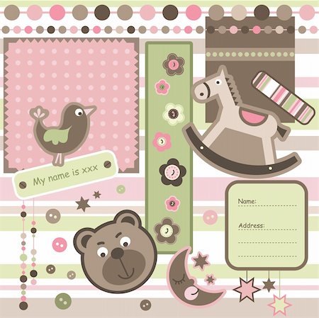 scrapbook - Baby scrapbook elements, vector Stock Photo - Budget Royalty-Free & Subscription, Code: 400-04258240