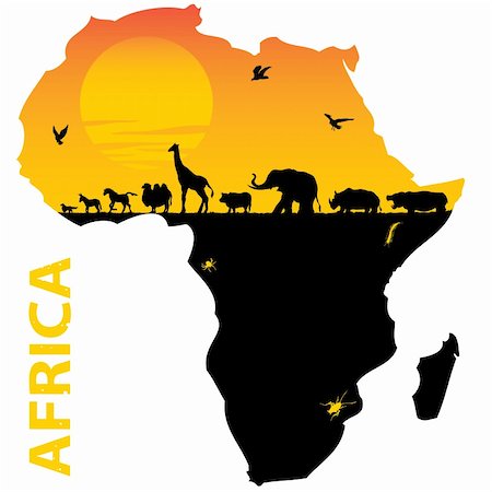 vector illustration for the animals of africa Stock Photo - Budget Royalty-Free & Subscription, Code: 400-04258317