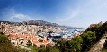 french riviera - A very large panorama of Monaco, Monte Carlo. Foto de stock - Super Valor sin royalties y Suscripción, Código: 400-04258470