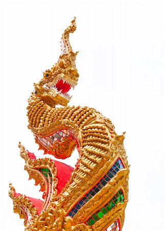 golden naga in Temple of Thailand on white background Foto de stock - Super Valor sin royalties y Suscripción, Código: 400-04258862