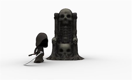 simsearch:400-04259157,k - 3d illustration of a cute little grim reaper character Stock Photo - Budget Royalty-Free & Subscription, Code: 400-04259151