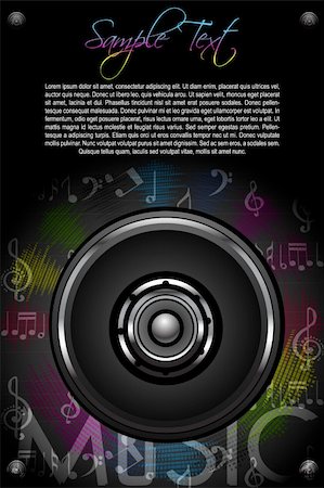 illustration of musical background with loud speaker and music notes Stock Photo - Budget Royalty-Free & Subscription, Code: 400-04259508