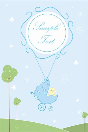 simsearch:400-07759908,k - illustration of baby arrival card with baby in pram and sample text Stock Photo - Budget Royalty-Free & Subscription, Code: 400-04259500