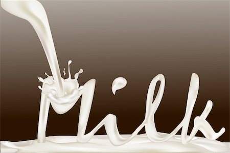 illustration of text milk forming by splash of milk Photographie de stock - Aubaine LD & Abonnement, Code: 400-04259538
