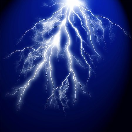 Electric flash of lightning on a dark blue background Stock Photo - Budget Royalty-Free & Subscription, Code: 400-04259669