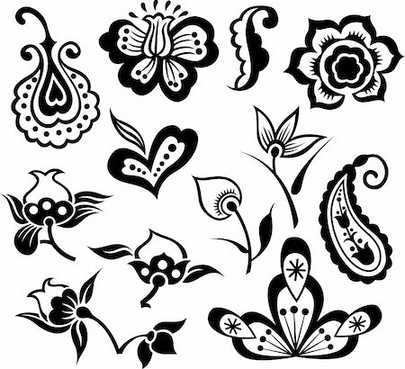 floral tattoo - flower illustration Stock Photo - Budget Royalty-Free & Subscription, Code: 400-04265117