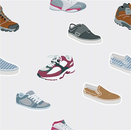 simsearch:400-07922607,k - Seamless shoes, sneakers on grey background. Vector illustration Stock Photo - Budget Royalty-Free & Subscription, Code: 400-04265496