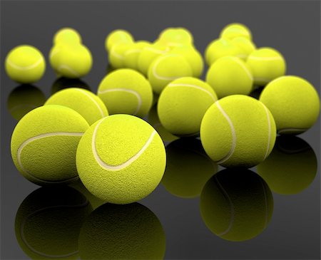 simsearch:400-04833689,k - 3d image of several tennis ball isolated in black background Stock Photo - Budget Royalty-Free & Subscription, Code: 400-04265876