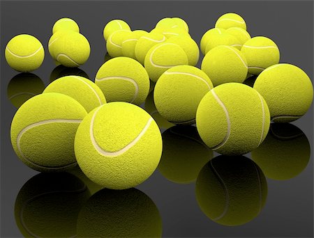 simsearch:400-04833689,k - 3d image of several tennis ball isolated in black background Stock Photo - Budget Royalty-Free & Subscription, Code: 400-04265879