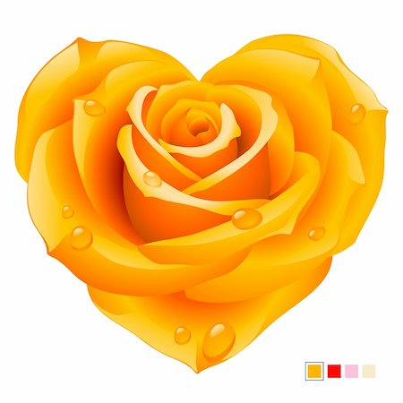 Vector orange rose in the shape of heart Stock Photo - Budget Royalty-Free & Subscription, Code: 400-04266022