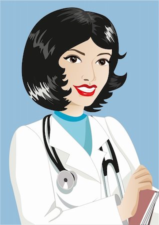 simsearch:6109-06006928,k - Woman therapist with a stethoscope smiling. Vector illustration. Stock Photo - Budget Royalty-Free & Subscription, Code: 400-04266455