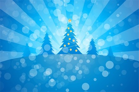 simsearch:400-05233207,k - Winter Christmas trees with rays in blue color Stock Photo - Budget Royalty-Free & Subscription, Code: 400-04266577