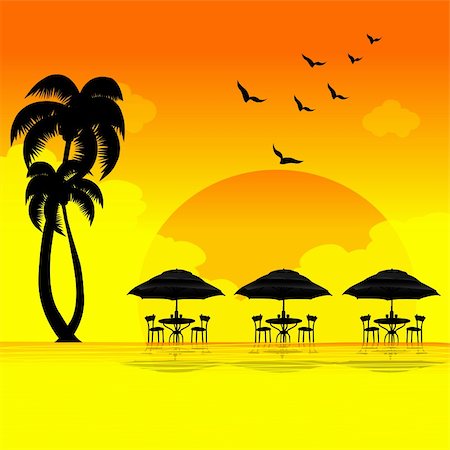 simsearch:400-04266669,k - illustration of sun set on beach Stock Photo - Budget Royalty-Free & Subscription, Code: 400-04266669