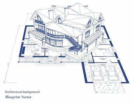 simsearch:400-05663407,k - architecture blueprint of a house over a white background Foto de stock - Super Valor sin royalties y Suscripción, Código: 400-04266689