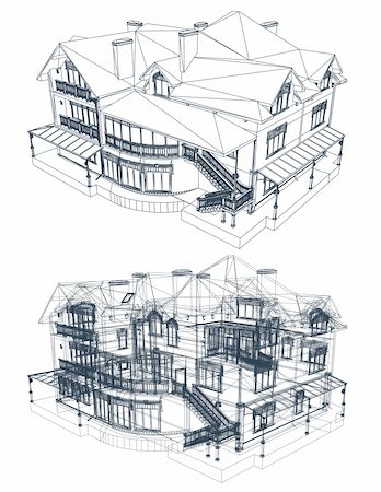 preliminary - architecture blueprint of a house over a white background Stock Photo - Budget Royalty-Free & Subscription, Code: 400-04266774