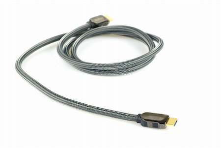 HDMI cable isolated on white background Stock Photo - Budget Royalty-Free & Subscription, Code: 400-04266984