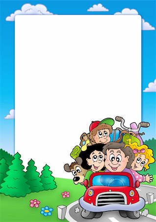 Frame with family going on vacation - color illustration. Stock Photo - Budget Royalty-Free & Subscription, Code: 400-04267363