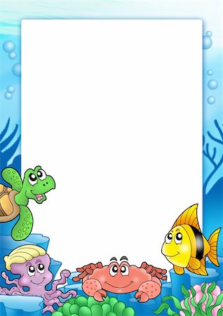 simsearch:400-04052109,k - Frame with various sea animals - color illustration. Stock Photo - Budget Royalty-Free & Subscription, Code: 400-04267375